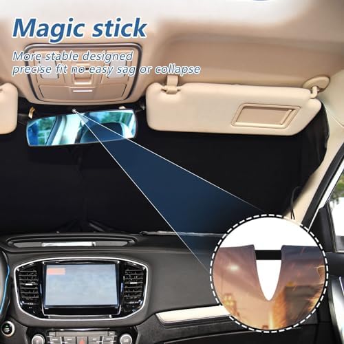 Cool Cat Animal Driving Windshield Sun Shade, Car Sunshade for Auto Truck SUV, Sun Shield that Keeps Your Vehicle Cool, Foldable, Storage Bag 59 x 30 in