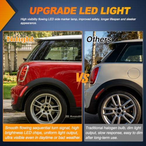 Nilight Fender Side Marker Lights 2PCS for 2005-2016 MINI Cooper R55/R56