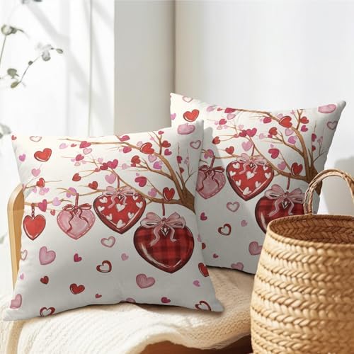 Valentines Day Pillow Covers 20x20 Set of 2 Love Throw Pillow Covers Red Heart Pillowcase Linen Decoration Farmhouse Holiday Cozy Soft Cushion Case Couch for Indoor Outdoor Home Decor - Image 7