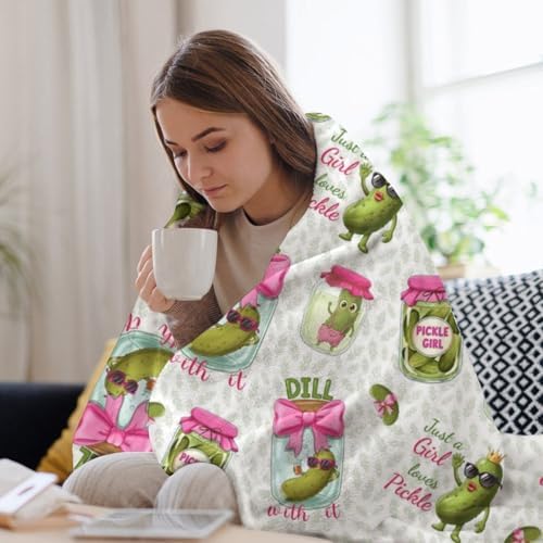 Socira Funny Dill Pickle Blanket Throw Blanket Funny Dill Pickle Gifts for Women Men Soft Sofa Throws for Travel Camping Bed Home Decor Car Birthday Gift 60"*80"（150 * 200cm） - Image 5