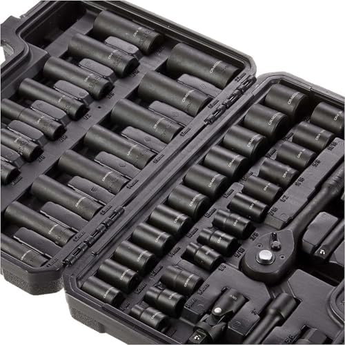 Amazon Basics 46-Piece 3/8-Inch Drive Socket Set with 6 & 12 Point Sockets, 72 Teeth Ratchet, SAE & Metric Sizes, Extension Bars, Universal Joint, Carrying Case - Image 3