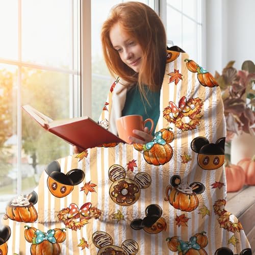 Fall Pumpkin Flannel Blanket, Autumn Thanksgiving Throw Blanket - Image 6