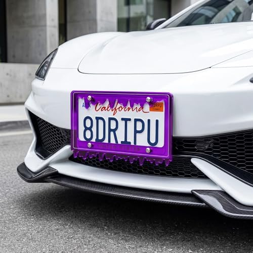 Timtin 1 Set Fluorescent Purple License Plate Frame, Style 1