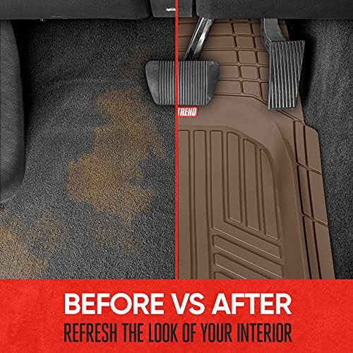 Motor Trend FlexToughXL DeepDish Floor Mats for Cars, Full Set All-Weather Rubber Automotive Floor Mats Waterproof Heavy Duty Car Mats Flexible Floor Liners for Car Truck Van SUV Car Floor Mat (Brown)