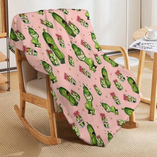 Socira Pink Funny Pickle Blanket Throw Blanket Pink Funny Pickle Gifts for Women Men Soft Sofa Throws for Travel Camping Bed Home Decor Car Birthday Gift 60"*80"（150 * 200cm） - Image 4