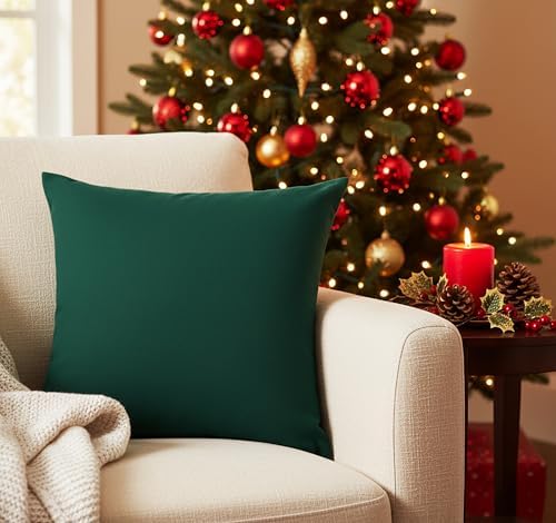 PurpleEssences Solid Throw Pillow Cover, 16x16 in Set of 2 - Forest Green - Image 5