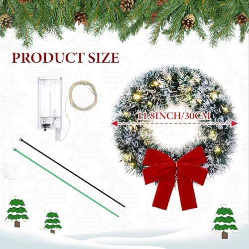 Canlierr Christmas Car Wreath Decoration with LED Lights, Elegant Style - Image 2