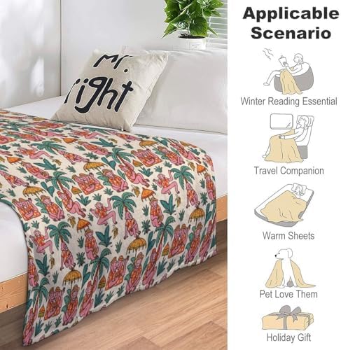 Socira Hawaiian Monkey Blanket Throw Blanket Hawaiian Monkey Gifts for Women Men Soft Sofa Throws for Travel Camping Bed Home Decor Car Birthday Gift 40"*50" （100 * 130cm） - Image 7