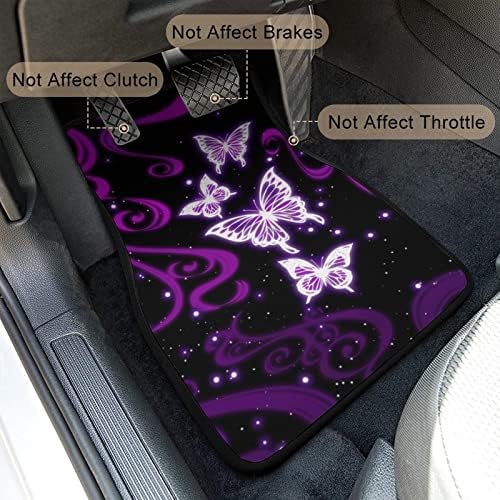 Butterfly Car Floor Mats Set of 4,Bling Design Galaxy Purple Butterfly Vehicle Front Rear Carpets Mat Decorative Car Floor Carpet Rugs Non-Slip Car Accessories Universal for Car SUV Truck