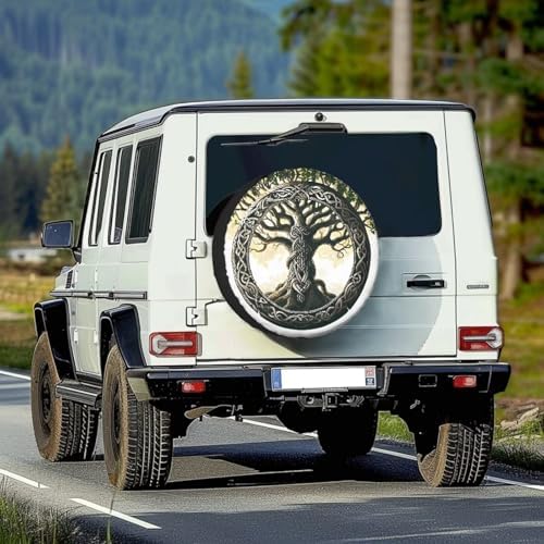 Tree of Life Spare Tire Cover, Wheel Protectors Tyre Covers Weatherproof Wheel Covers Universal for Trailer RV SUV Truck Travel Trailers Camper, Accessories 15" Fits Tire Diameter 27.6"-29.5"