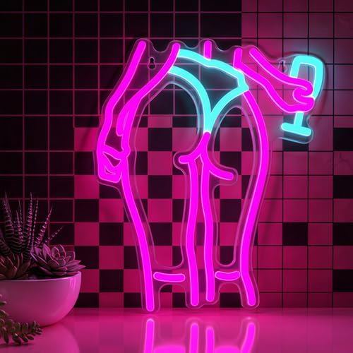 Lady Neon Signs Neon Signs for Wall Decor Pink Blue LED Light Sign for Preppy Room Decor Bedroom with Woman Pattern Light Up Sign for Birthday Party Decoration USB Powered - Image 4