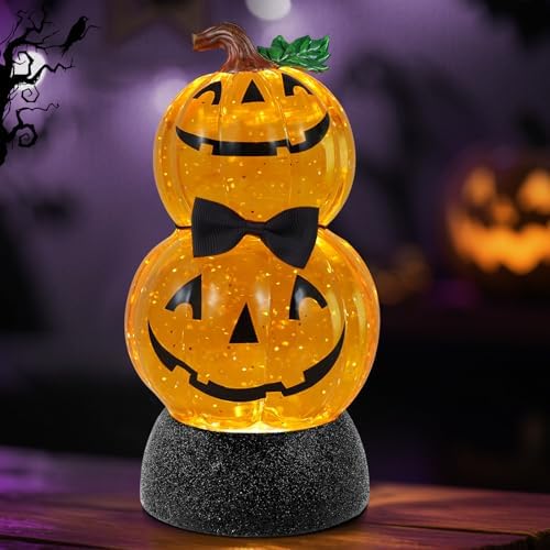 Halloween Snow Globe Lantern Lighted Pumpkin Musical Snow Globe Glitter with 6H Timer Battery and USB Operated Halloween Snow Globes Water Lantern for Spooky Festival Party Decoration (Pumpkin) by Xyvoxme