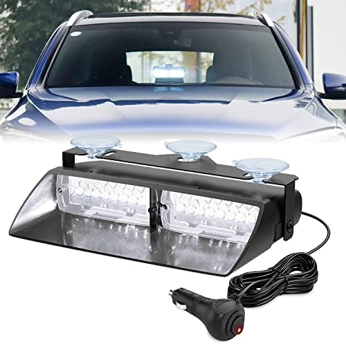 Nilight White Emergency Strobe Lights Windshield Hazard Warning Safety Flash with Suction Cups Super Bright LED Light for Police Enforcement Firefighters Vehicle Truck