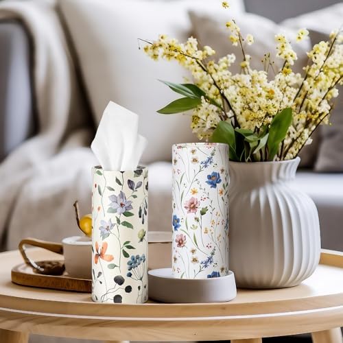 Cinnvoice 20 Pcs Spring Wildflower Car Tissues Cylinder with 3 Ply Facial Tissues Bulk, Wild Floral Round Tissue Boxes Tubes Travel Tissue for Car Cup Holder Home Bathroom Office Accessories - Image 5