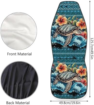 Boho Turtle Aztec Car Seat Covers Universal Front Seat Cover Stretch Polyester Fabric Cover Removable Automotive Accessories Universal Fit for Most Cars