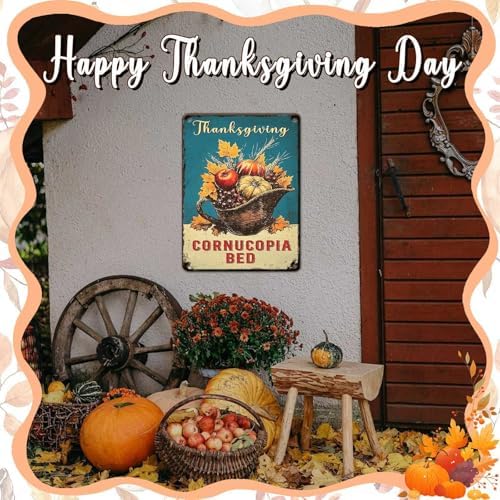 Pumpkin Retro Tin Sign Thanksgiving Metal Wall Art for Front Porch Kitchen Dining Room Fireplace 12x16Inch - Image 6