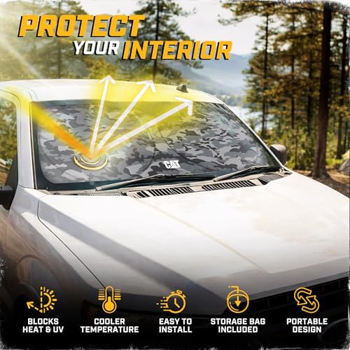 Windshield Sun Shade for Ford F-150 2021-2026, Foldable Truck Sunshade, UV Heat Blocker, Front Window Sun Shield, Interior Protection, Keeps Cab Cool, Heavy Duty Truck Accessory - Gray Camo