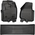 Husky Liners Weatherbeater Floor Mats | Fits 2012-2016 Ford F-250/F-350 Crew CAB ONLY with Drivers Side Foor Rest & Without Manual Transfer Case Shifter | Front & 2nd Row, 3-pc Black - 99711