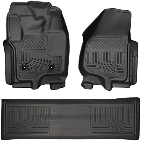 Husky Liners Weatherbeater Floor Mats | Fits 2012-2016 Ford F-250/F-350 Crew CAB ONLY with Drivers Side Foor Rest & Without Manual Transfer Case Shifter | Front & 2nd Row, 3-pc Black - 99711
