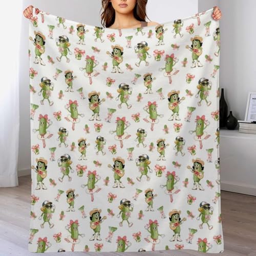 Socira Cucumbers Funny Pickle Blanket Throw Blanket Cucumbers Funny Pickle Gifts for Women Men Soft Sofa Throws for Travel Camping Bed Home Decor Car Birthday Gift 40"*50" （100 * 130cm） - Image 2