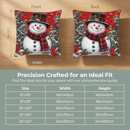Red Christmas Snowman Pillow Covers 20x20 Set of 2 Winter Holiday Decor - Image 4