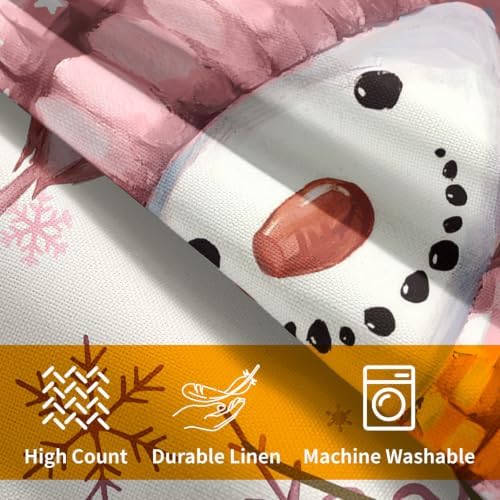Christmas Pink Throw Pillow Covers 18x18 Set of 2 Winter Snowman Bird - Image 7