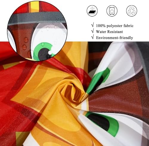 Thanksgiving Turkey Shower Curtain, Fall Autumn Harvest Pumpkins Sunflower Plaid Thanksgiving Day Bathroom Curtain Waterproof Fabric Machine Washable with Hooks, 72" Wx78 L - Image 4