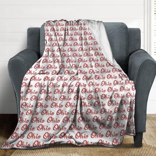 Socira Ohio Map State Flag Blanket Throw Blanket Ohio Map State Flag Gifts for Women Men Soft Sofa Throws for Travel Camping Bed Home Decor Car Birthday Gift 50"*60"（130 * 150cm） by Socira