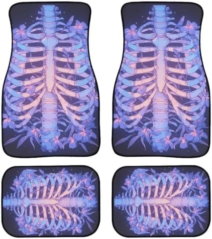Floral Ribcage Skeleton Car Mats Set