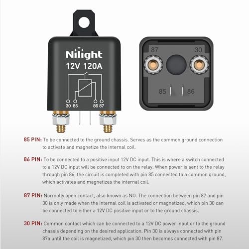 Nilight 12V 120A 4 Pin SPST Starter Relay Heavy Duty Switch for Car RV
