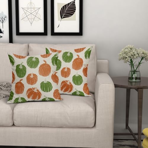 Green Orange Pumpkin Fall Pillow Covers 16x16 Set of 2 Autumn Harvest Print Thanksgiving Decorative Throw Pillows Outdoor Farmhouse Cushion Case Seasonal Decor for Couch Sofa Bed - Image 7