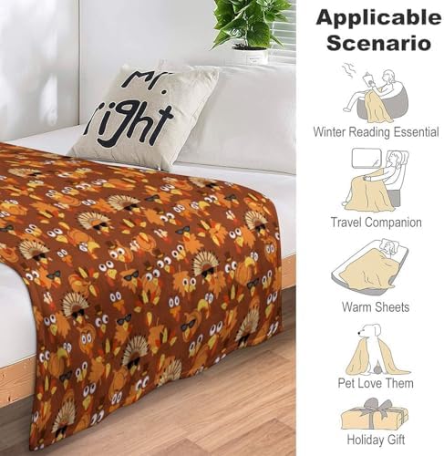 Socira Thanksgiving Turkey Blanket Throw Blanket Thanksgiving Turkey Gifts for Women Men Soft Sofa Throws for Travel Camping Bed Home Decor Car Birthday Gift 60"*80"（150 * 200cm） - Image 7