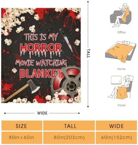 Horror Movie Throw Blanket, Horror Movie Gifts for Adult Men Women, Bed Room Sofa Couch Home Theater Decorations for Who Love Watching Horror Movies 60"x80" - Image 2