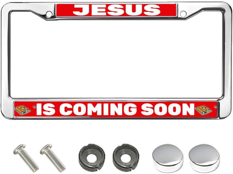 Jesus is Coming Soon License Plate Frame Chrome Bible Verses Christ Personalized Gift Licence Plate Frame Christian God Saying License Plate Frame Female Male