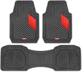 Motor Trend MetallicGuard Car Floor Mats Full Set - Durable Rubber Floor Mats with Red Metallic Heel Pad, All-Weather Interior Protection for Front and Rear with Non-Slip Backing