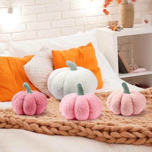Kajaia 4 Pcs Pumpkin Pillow Fall Decor Thanksgiving, Modern Color - Image 6