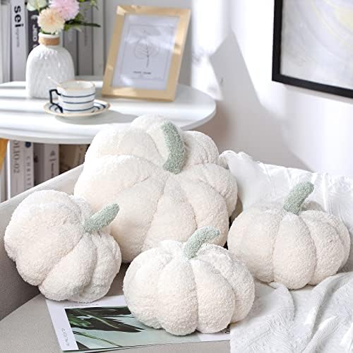 Kajaia 4 Pcs Pumpkin Pillow Fall Decor Thanksgiving, White by Kajaia