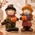Topadorn Fall Scarecrow Figurines Set of 2, Thanksgiving Pumpkin Decor by Topadorn