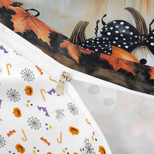 Kids Fall Pumpkin Harvest Bedding Set, Thanksgiving Day Comforter Cover Twin Maple Autumn Leaves Duvet Cover For Teens Adult, Country Barn Door Quilt Cover Rustic Farmhouse Decor, 1 Pillow Case - Image 6