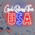 God Bless The USA Neon Sign, 1776 USA Happy 4th of July LED Light by DMDMBSR