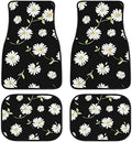 Daisy Car Floor Mats Set of 4,Cute Daisy Flowers Black Design Vehicle Front Rear Carpets Mat Decorative Car Floor Carpets Rugs Non-Slip Auto Foot Mats Car Accessories for Car SUV Truck