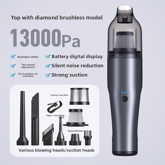 Wireless car-Mounted Vacuum Cleaner 13000PA Suction Handheld Vacuum USB - Image 2