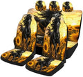 Horse Pattern Car Seat Covers, Trendy Universal Car Seat Protector Full Set, Automotive Seat Covers for Front Seats Rear Seat Back Seat Gift (Horse Sunflower Field Sunset, Full Set)