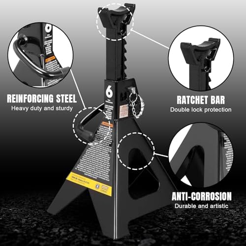 Big RED AT46002ABR-3 Torin Steel Jack Stands, Double Locking Pins, 6 Ton (12,000 lb.) Capacity, Black, 1 Pair - Image 4