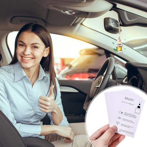 Boao 50Set Hanging Car Freshener Diffuser Bottle,White Card Flat Square