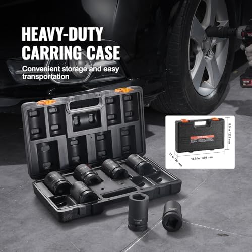 VEVOR 1" Drive Impact Socket Set, 8 Piece Deep Socket Set Metric 27-41mm, 6 Point Cr-Mo Alloy Steel for Auto Repair, Easy-to-Read Size Markings, Rugged Construction, Includes Storage Case - Image 6