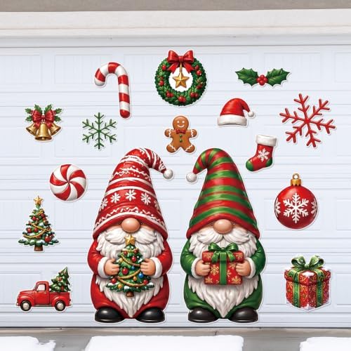 Flutesan 16 Pcs Christmas Gnome Garage Door Magnets, 26" Tree Snowflake by Flutesan