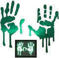 customTAYLOR33 High Intensity Grade Reflective Bloody/Dripping Hands Decals for Helmets, Windscreens, Rear Windows, Bumper Stickers (12" Height (Adult Size), Green)