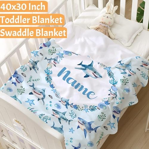 Personalized Shark Pattern Blanket Gifts for Girls Boys Women - Super Soft Cozy Warm Throw Sheet for Couch Bed Sofa Office Decor All Season 30"x40" Pets - Image 6