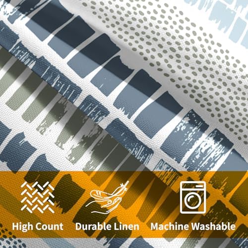 Blue Green Pillow Covers 18x18 Set of 2 Boho Striped Dots Print Pattern Decorative Outdoor Zipper Pillowcases Rustic Decoration Farmhouse Linen Throw Cushion Cover Decor for Home Couch Sofa Bed - Image 6